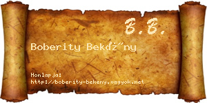 Boberity Bekény névjegykártya
